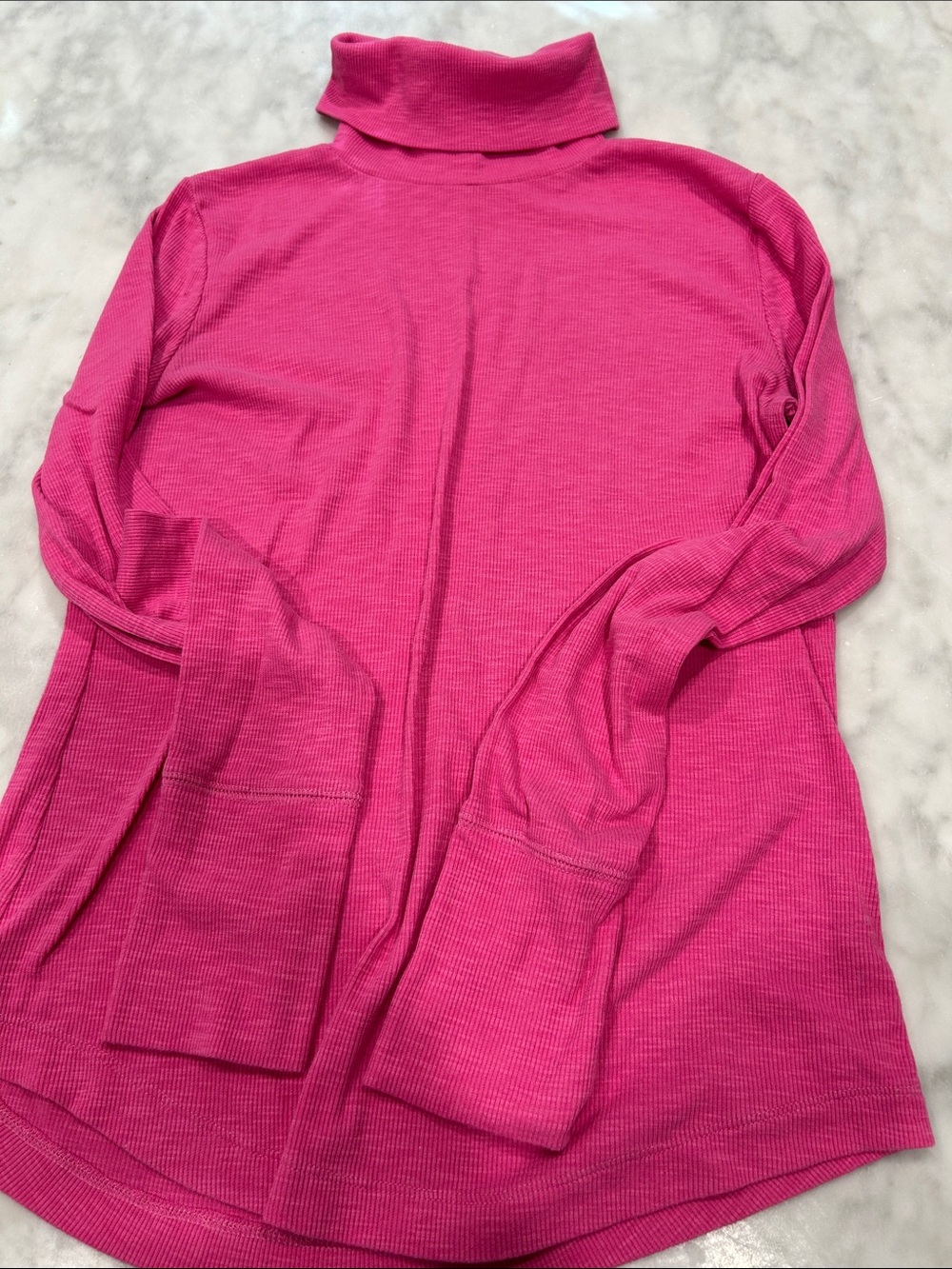 Gap- Women's Bubblegum Pink Turtleneck Long-Sleeve Ribbed Shirt